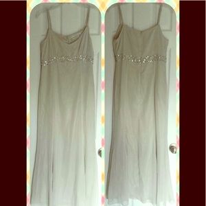 Beige full length gown with embellishment